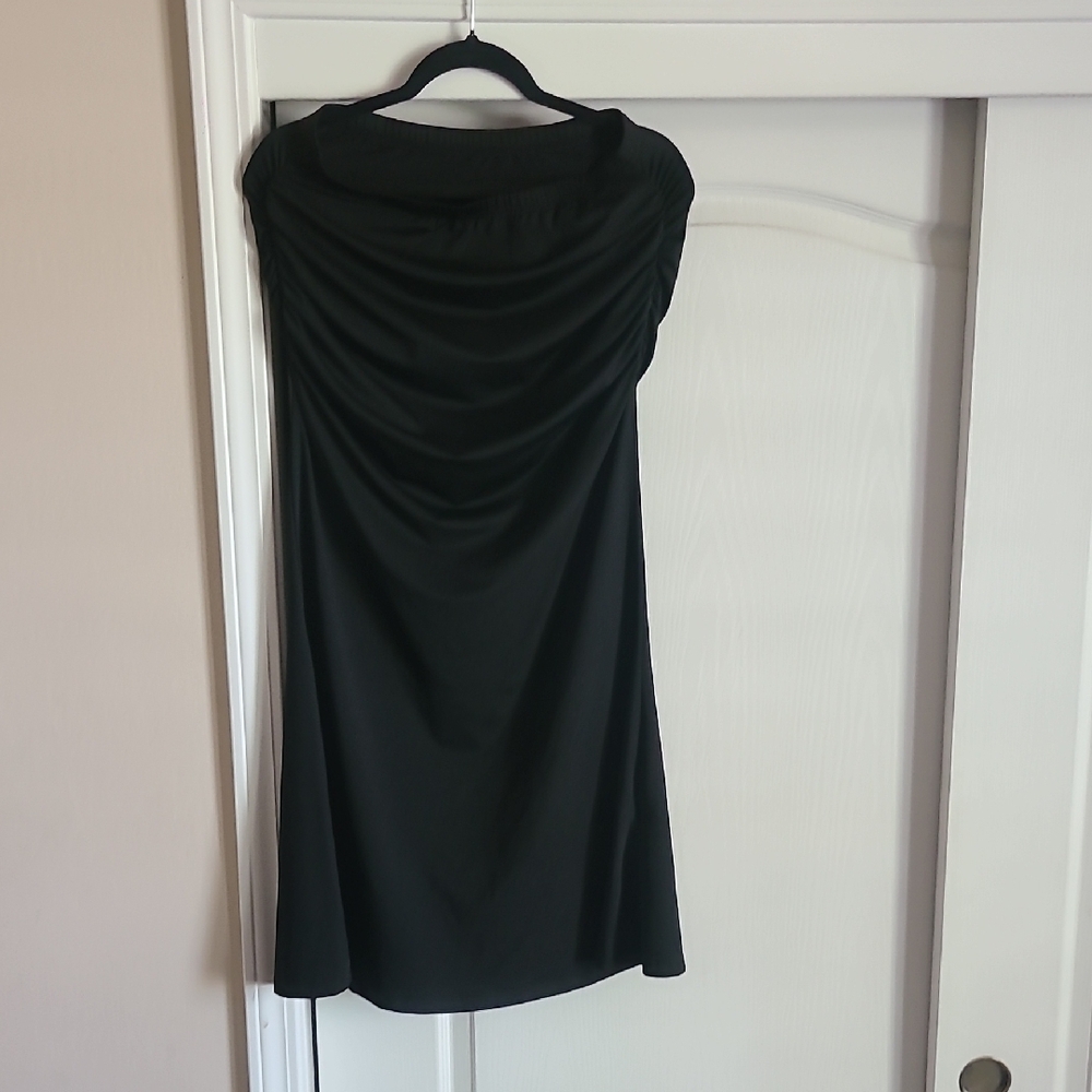 SHEIN Black Draped-Back Skater Dress